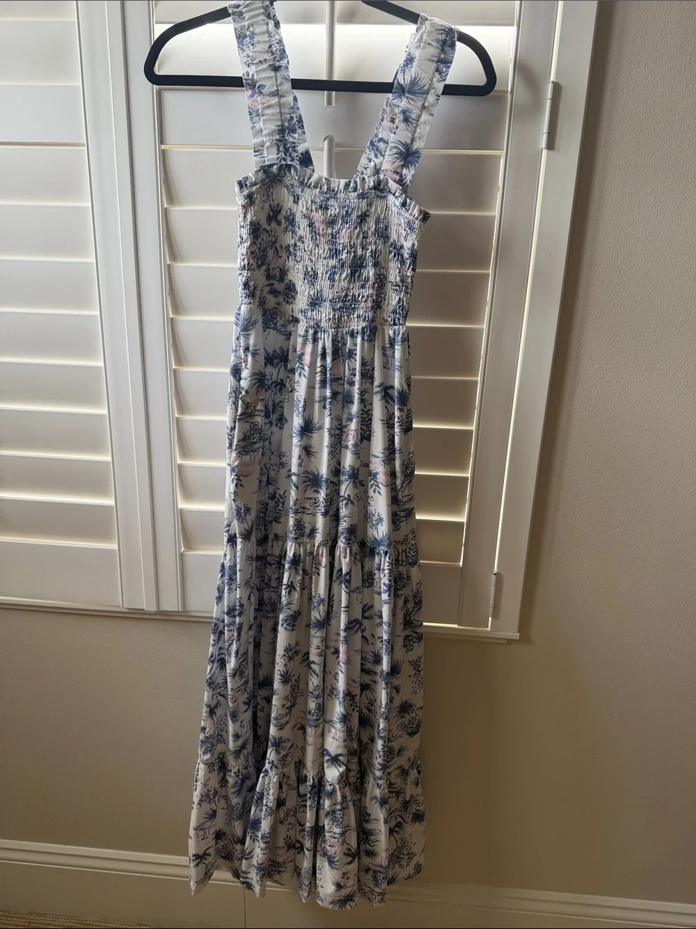 Abercrombie & Fitch White Maxi Dress with Blue Floral Print